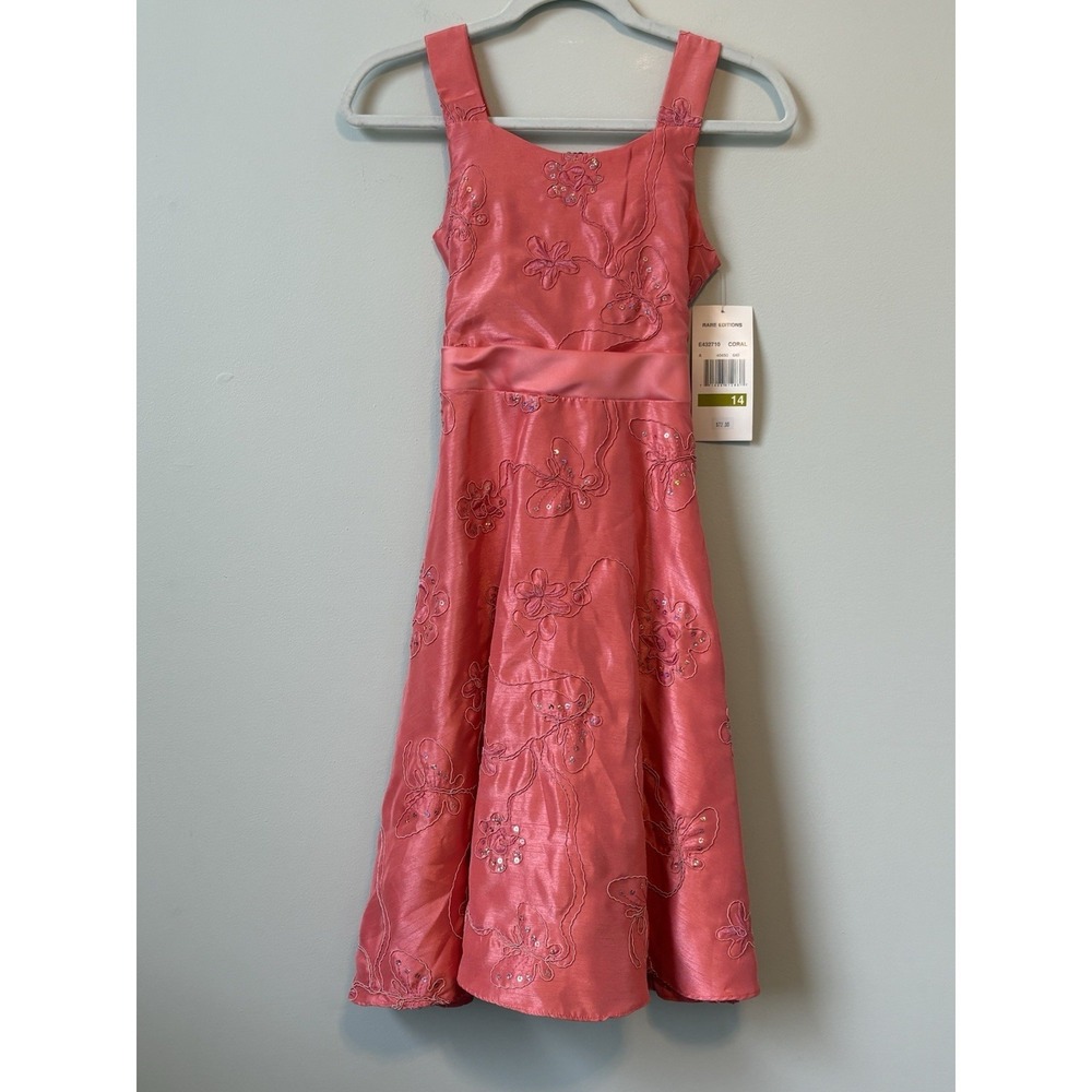 Rare Editions Coral Formal Dress Size 14 E432710 Polyester New with Tags